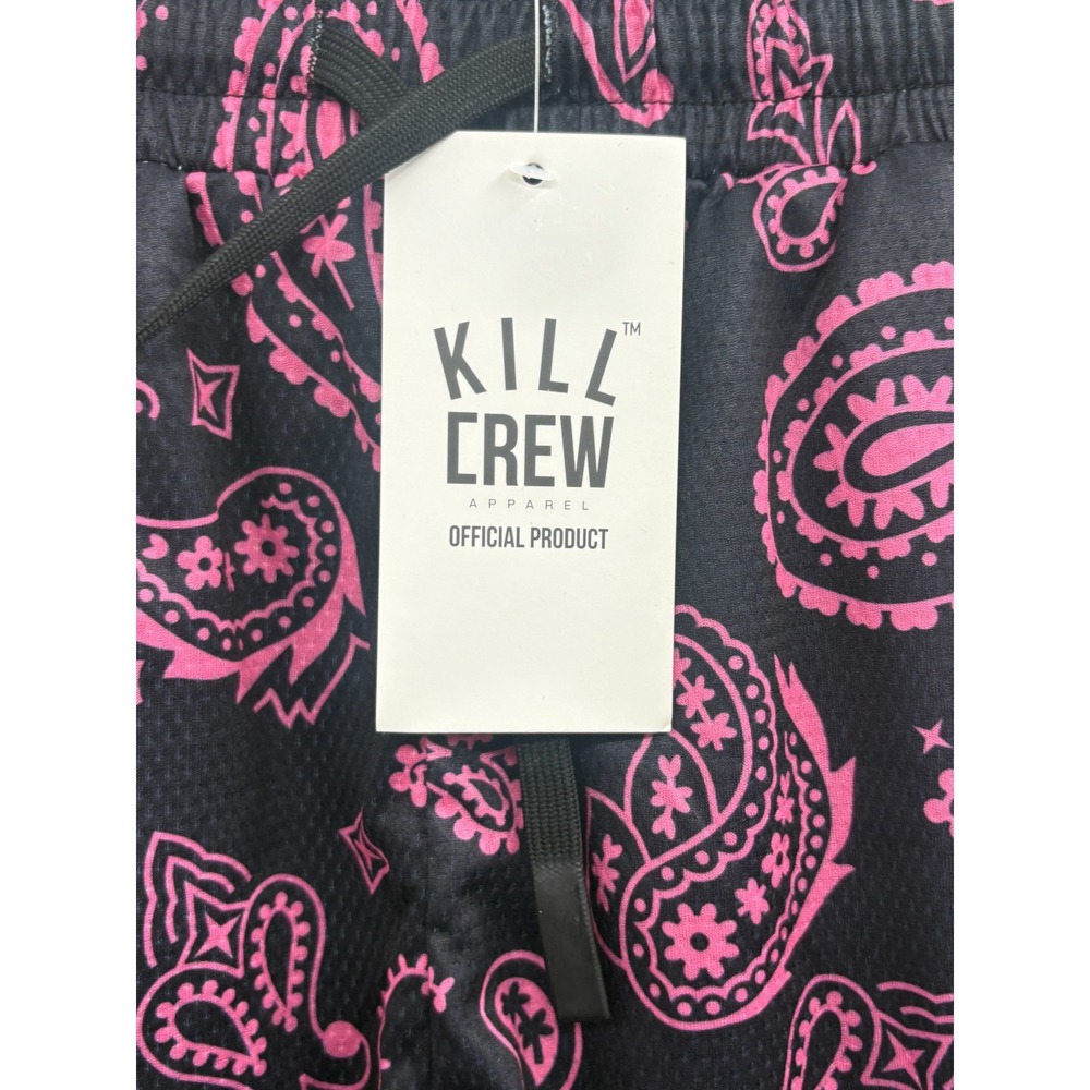 NWT Kill Crew Muay Thai Fit Shorts Men Medium Black/Pink Paisley 100% Polyester - Picture 4 of 7
